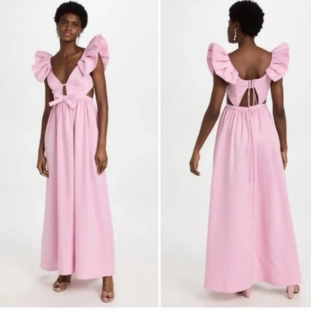 New! For Love & Lemons Pink Ruffle Sleeve Dress